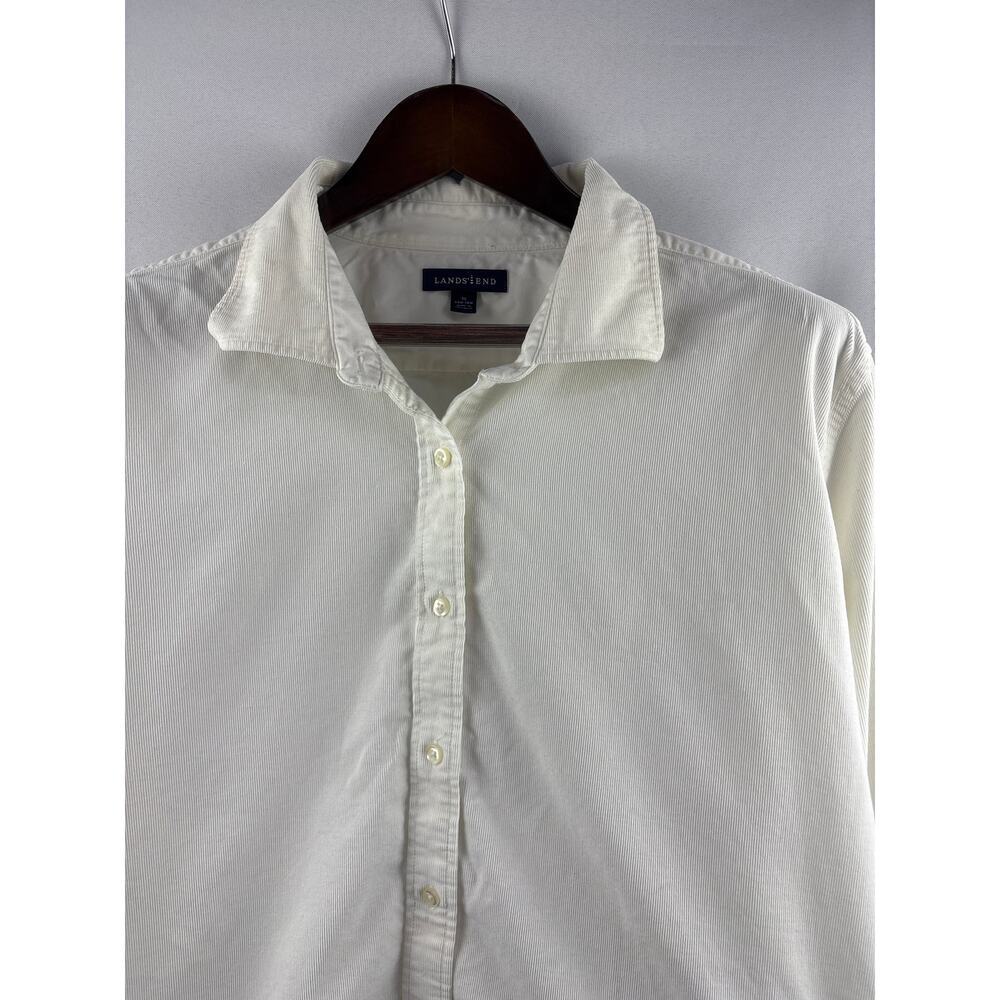 Women’s Land’s End 24-26 W White Corduroy Button Up - Picture 2 of 5